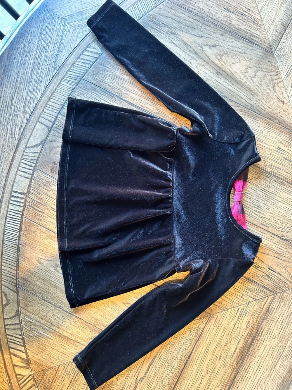 The Children's Place Black Velvet Long-Sleeve Peplum Top